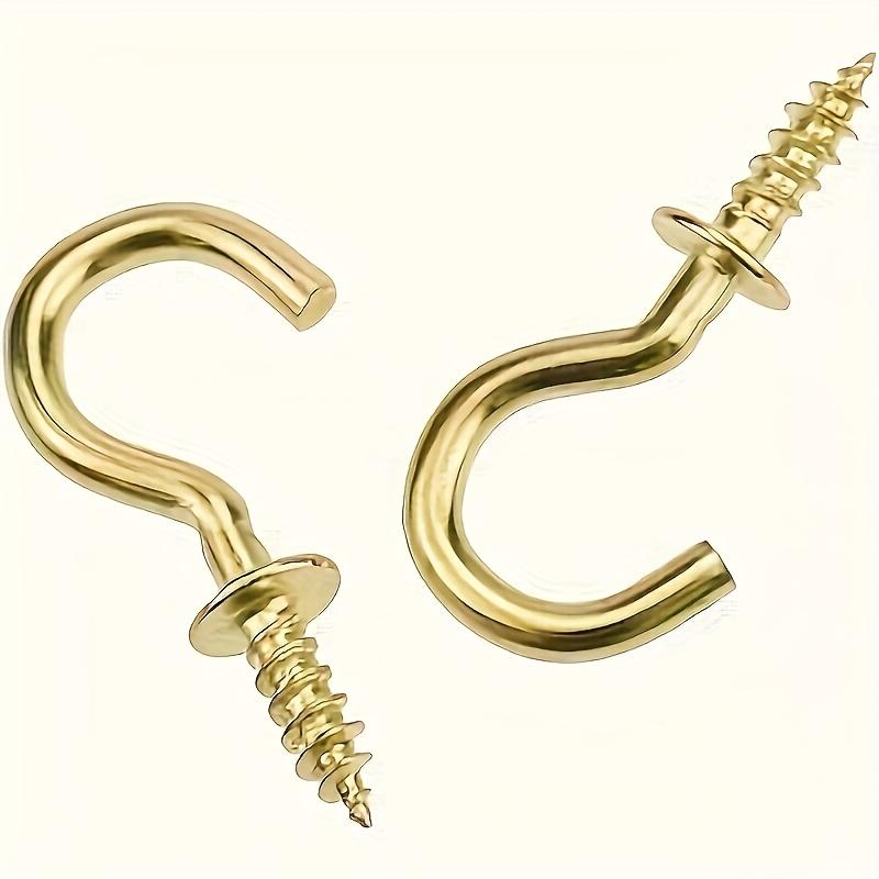 40 Golden Screw hooks, metal polished hooks, used to hang plants, mugs, art decorations, lanterns, bird food, Christmas lights, necklaces, bracelets