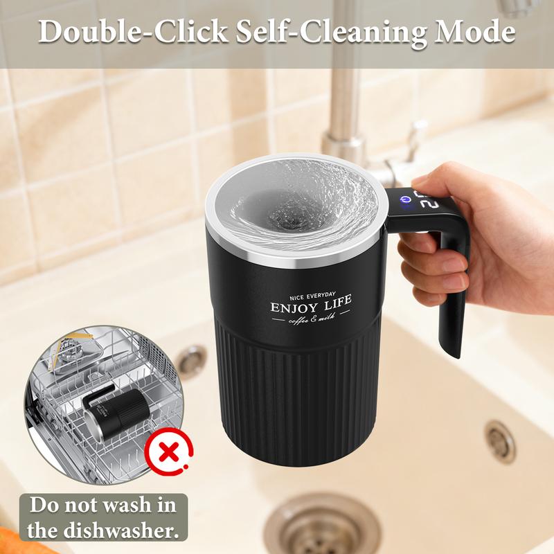 Upgraded Milk Frother/coffee Stirring Mug, Beverage Mixer, Intelligent Temperature Measuring, Rechargeable Automatic Stirring Cup, Suitable for Coffee, Tea, Hot Chocolate