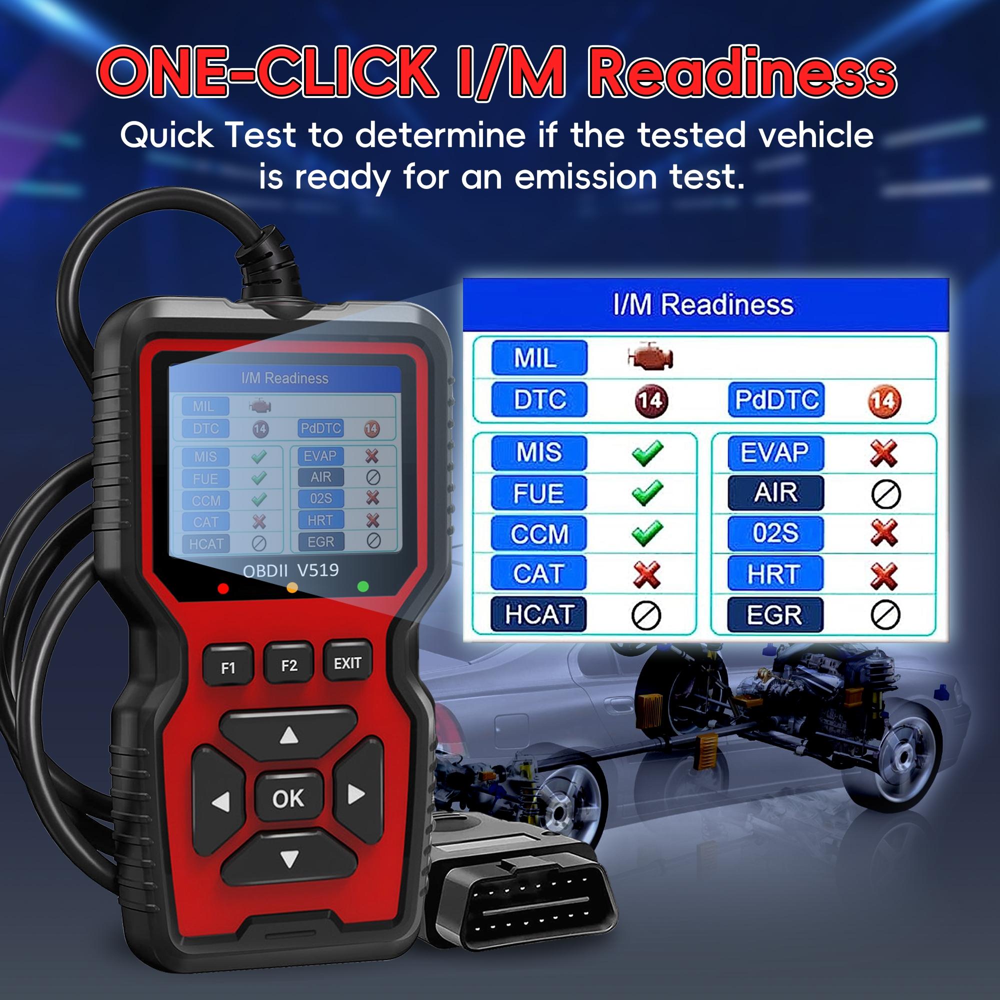 Enhanced Obd2 Scanner Code Reader, Car Engine Check Tool, Automotive Diagnostic Scanner, Reads and Erases Fault Codes, Fits All Obd Ii Cars Since 1996, No Battery Needed