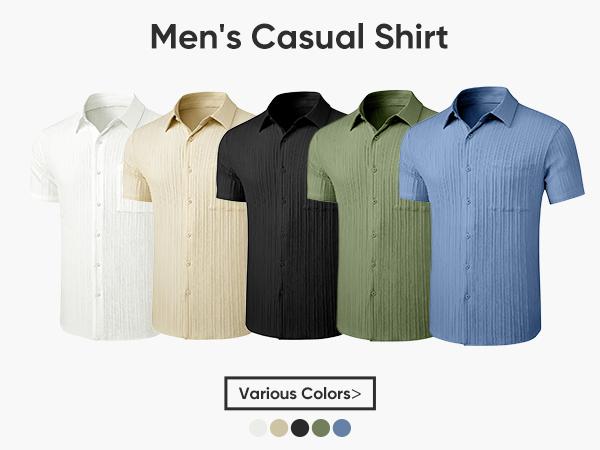 JMIERR Hawaiian Shirt for Men Button Down Short Sleeve Shirts Textured Casual Summer Beach Shirts with Pocket Shortsleeve Menswear Top