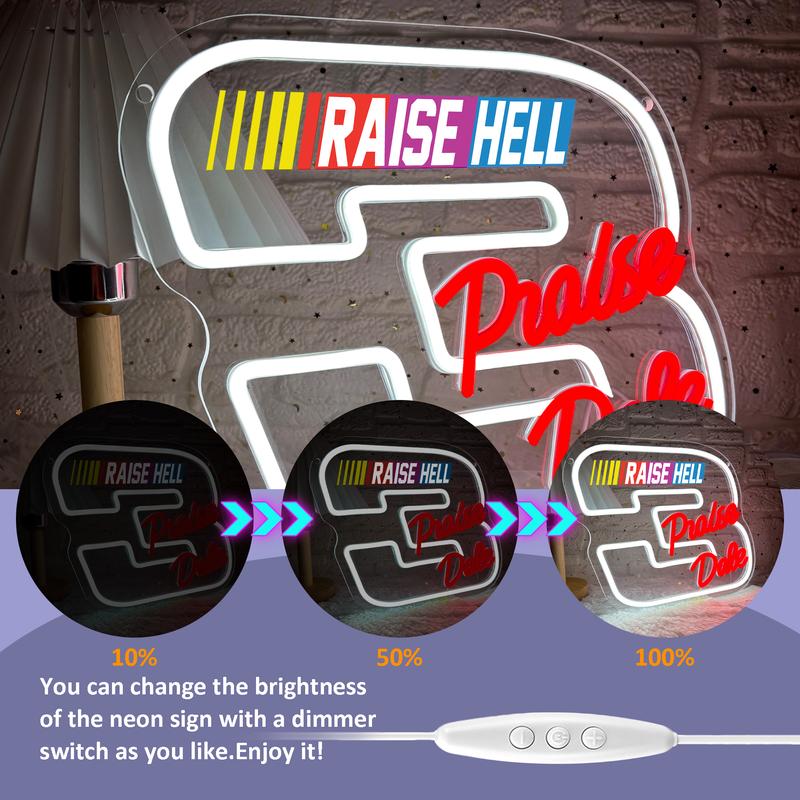 Printed Racing Sign Wall-Mounted Decoration LED Neon Light, LED Signs, Neon Accent Lights, USB Powered, Adds Illuminated Decoration to Racetracks and Racing Clubs, Surprise Christmas Gift for Racing Enthusiasts