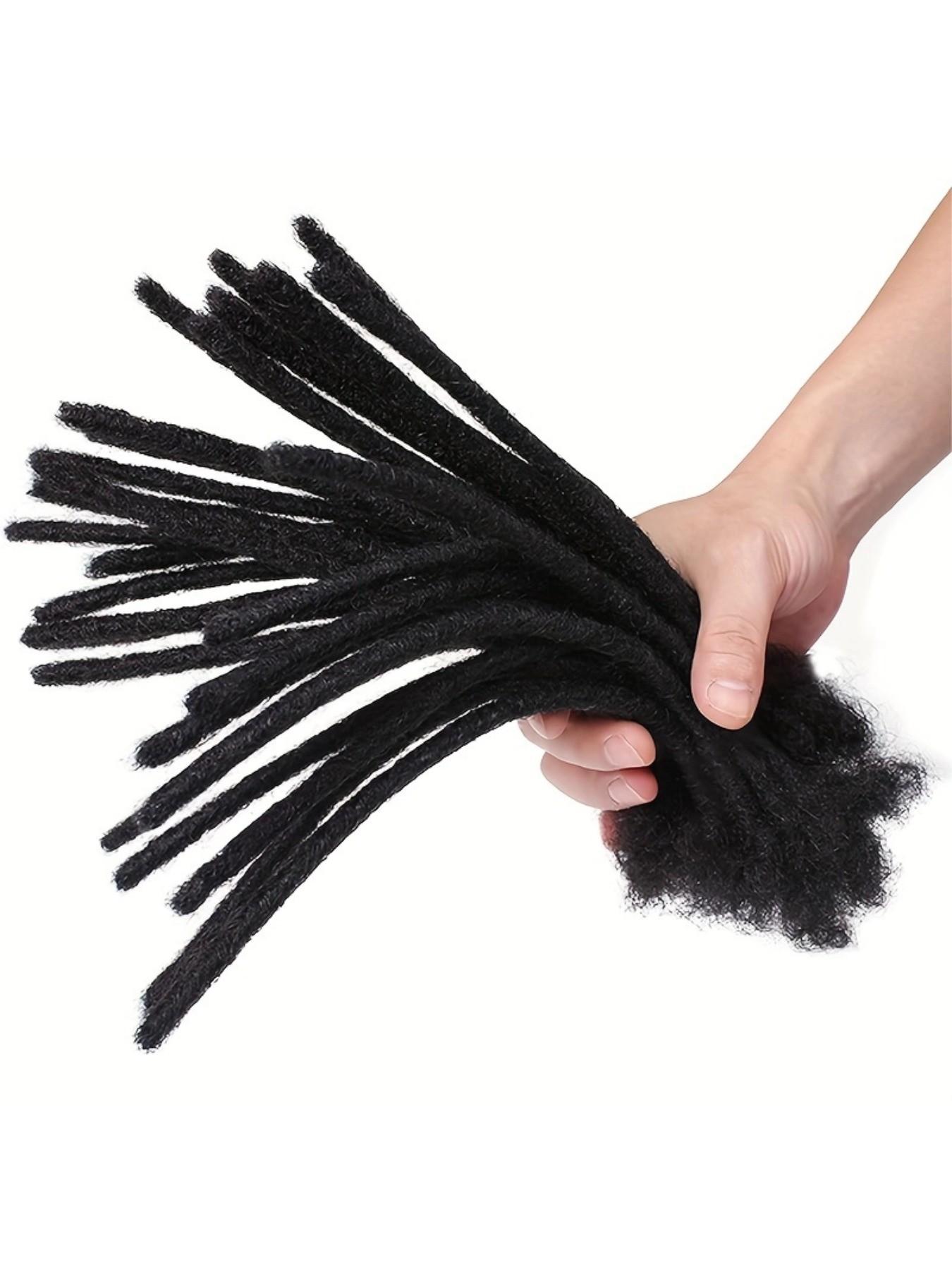 Dreadlock Extensions Human Hair 0.6cm Width 4-16 Inch 10-100 Strands, 100% Human Hair Loc Extensions for Men/Women, Can be Dyed Soft Dreads, 1B