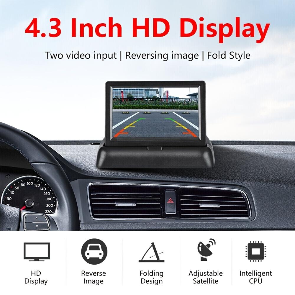 10.92cm Folding Monitor Ultra Clear HD Car Rearview Display 4LED Backup Camera Monitor Universal Kit with Wide Angle Viewing Reversing Parking SUV Pickup Camper Tractor,  Rearview System, Sleek Monitor, Portable Screen, Sturdy Mounting, Backup Camera