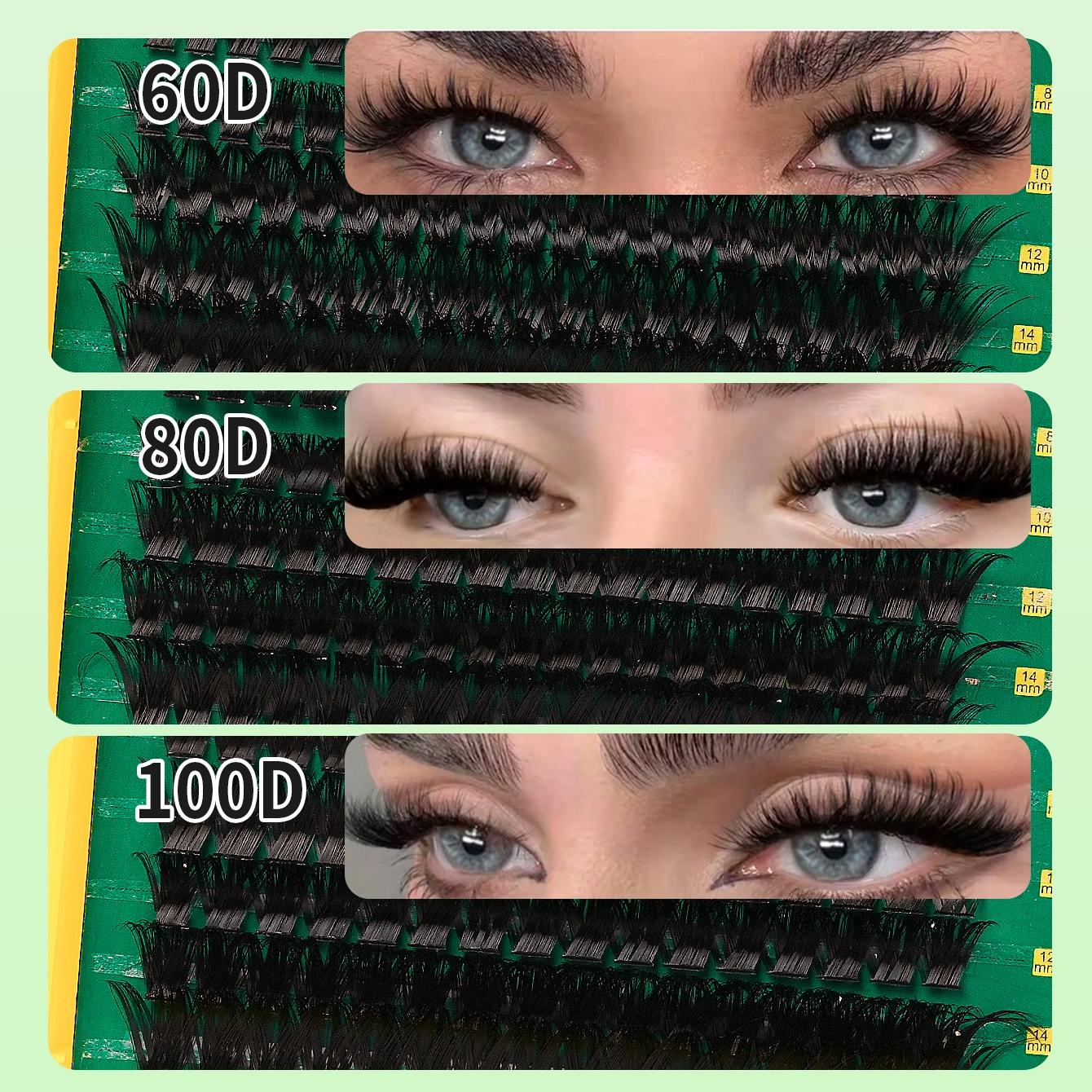 540pcs Lash Extension Kit with Glue, Tweezers, Remover, Eyelash Extensions, D Curl Mixed 8-16mm, 60D+80D+100D, Home Use, Beginner Friendly Eyelashes