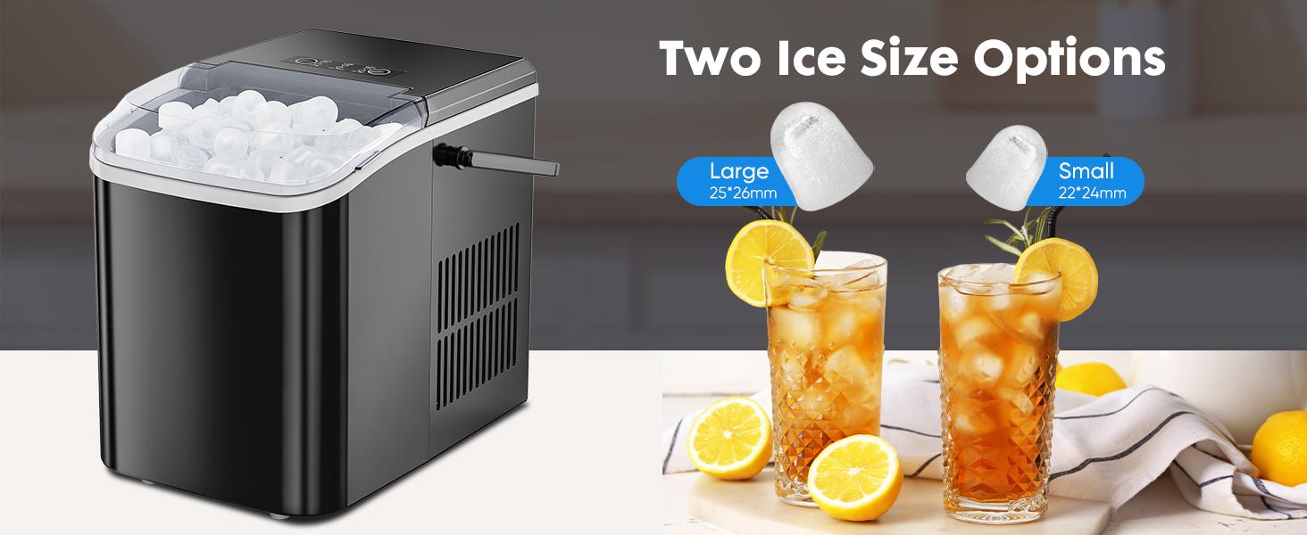 Portable Ice Maker Machine - 9 Cubes in 6 Mins! Self-Cleaning, Ultra-Quiet (40dB), 2 Ice Sizes w/ Basket & Scoop. Perfect for Kitchen, Office, Dorm, Parties