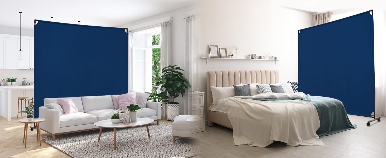 6FT Single Panel Rolling Room Divider, Partition Privacy Screens with Wheels, Freestanding Fabric Room Panel, Portable Wall Divider for Office, Room, Restaurant, Hospital