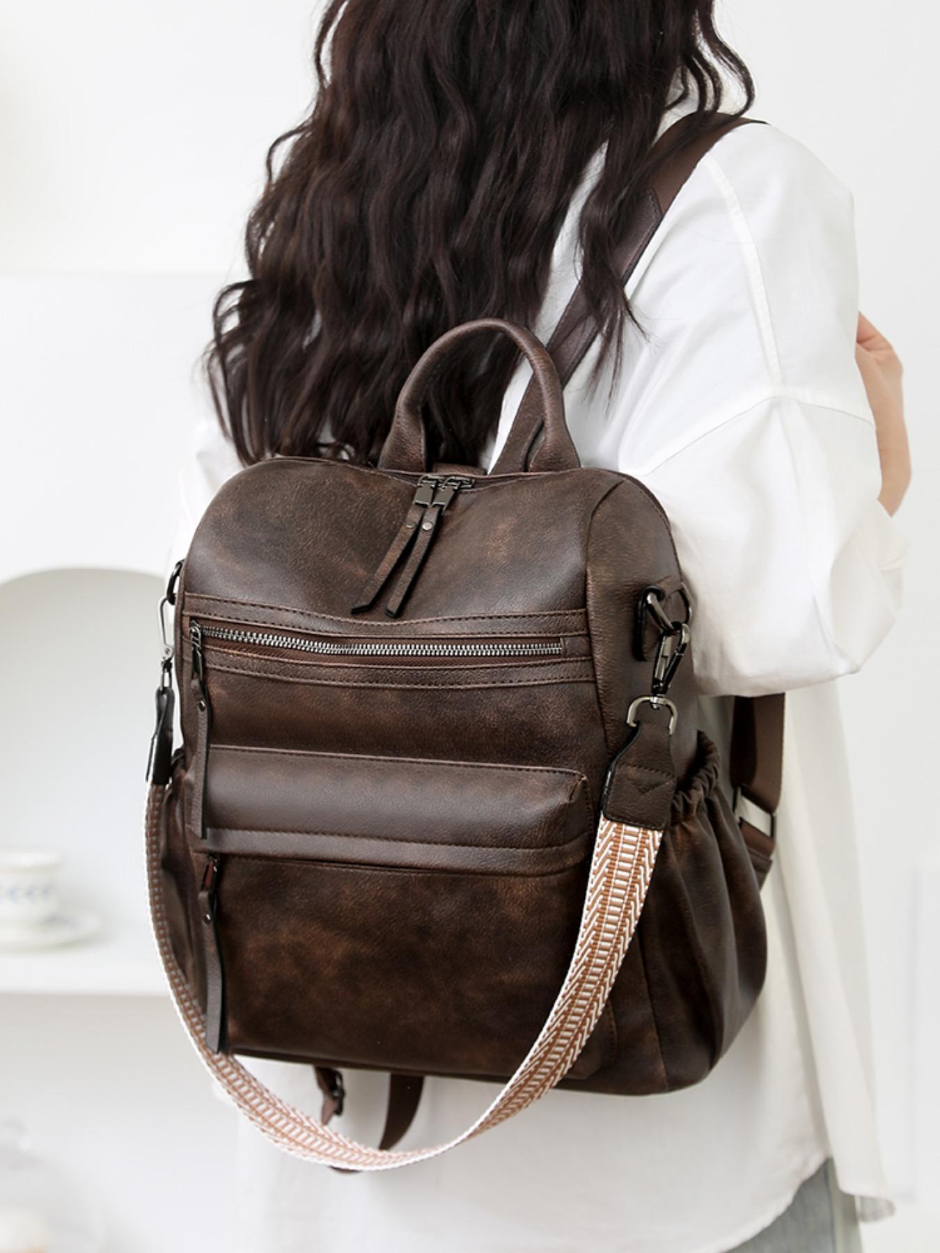 Two-Piece Backpack, Large Capacity Commuter Laptop Bag, Durable PU Material, Multi-Compartment Design, Ideal for Work, Travel, Shopping