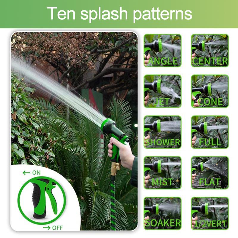 25/50/75/100ft Expandable Garden Hose Kit,Expendable Hose with Spray Nozzles, 3/4 Solid Brass Connectors, Retractable Latex Core - Lightweight Expanding Hose