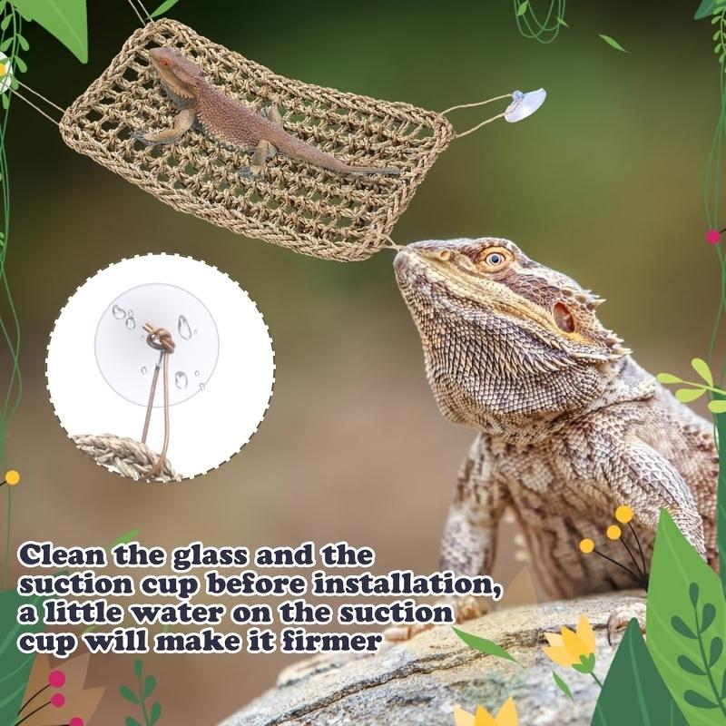 Bearded dragon hammock lizard reptile mountain climbing lounge chair seaweed fiber habitat tank accessories jungle toys suitable for hermit crab gecko snake iguana amphibians.