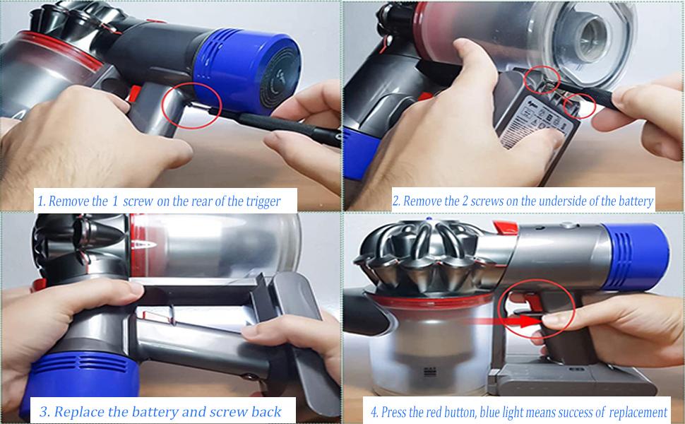 Upgraded 6.0Ah V7 SV11 Battery 229687 Replacement for Dyson V7 Animal/Trigger/Motorhead Pro/Car+Boat/SV11 V7 Battery Replacement Handheld Cordless Vacuum Cleaner 21.6v Li-ion 6 Cell 229687 Battery