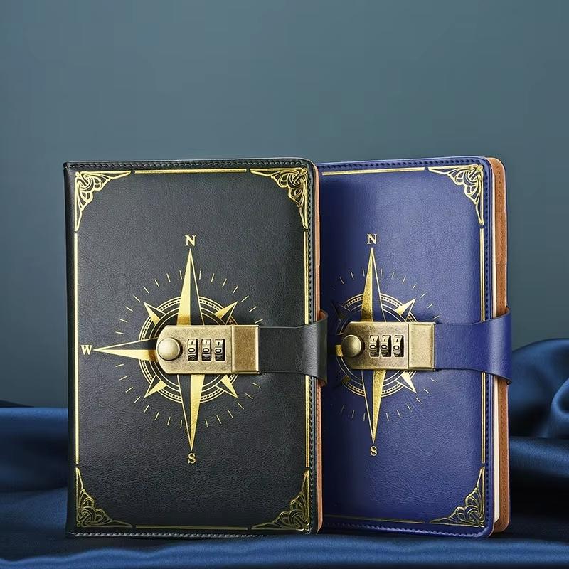 A5 Vintage Lockable Password Notebook, Minimalist Student Creative Journal, Adjustable Password, Privacy Protection, Retro Design