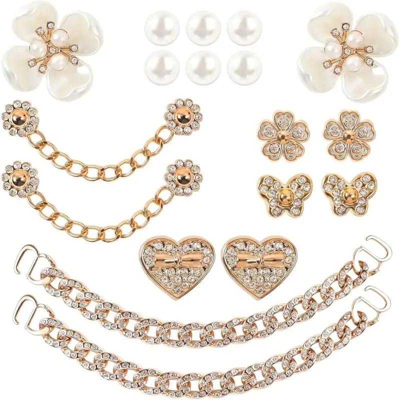 SOGLLQAM Bling Shoe Charms Set, Pearl Flower & Crystal Rhinestone Accessories for Women’s Clogs and Shoes, Cute Decoration for Party & Birthday Fancy Sandals Slippers Slippers gift