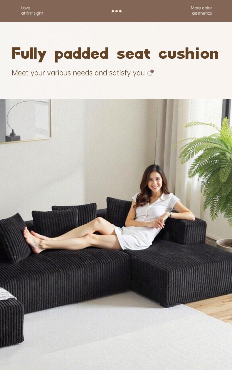 (3 packs shipped) 132"U-shaped modular sofa super comfortable corduroy cloud sofa double recliner no assembly modern living room furniture boneless sectional sofa