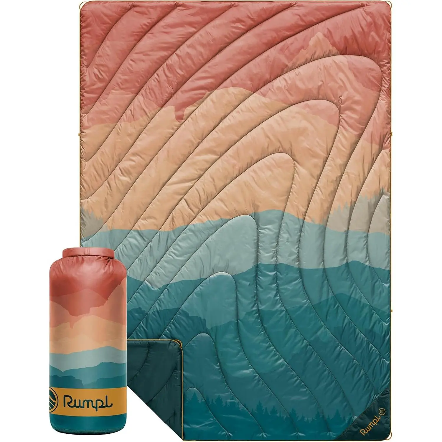 Rumpl Original Puffy 1-Person Blanket for Camping and Outdoors, Rocky Mountain Sunset Fade