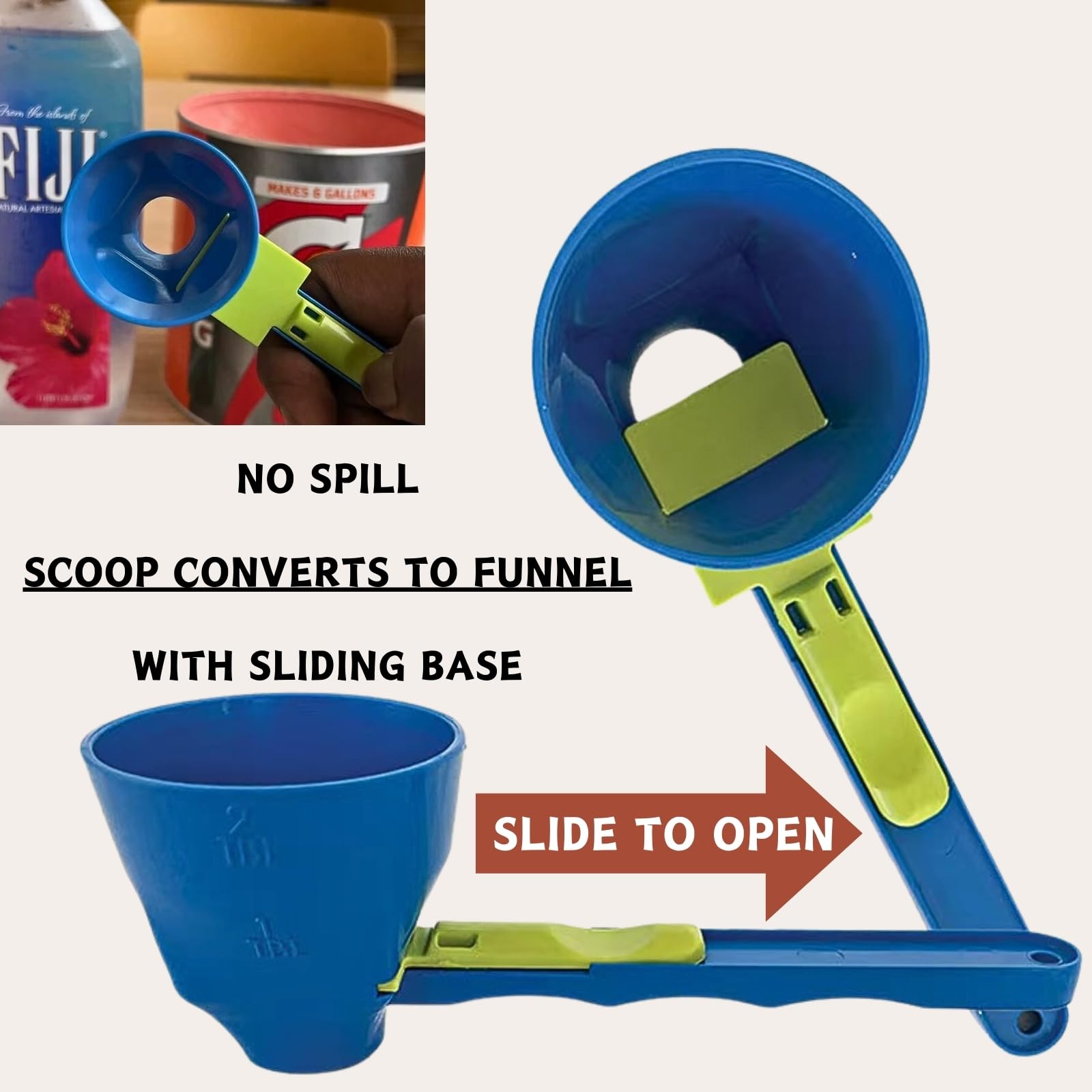 Measuring Spoon Funnel Set, 2 Counts/set Spill Proof Portable Measuring Spoon Funnel, Kitchen Measuring Tool for Protein Powder, Coffee, Milk Powder