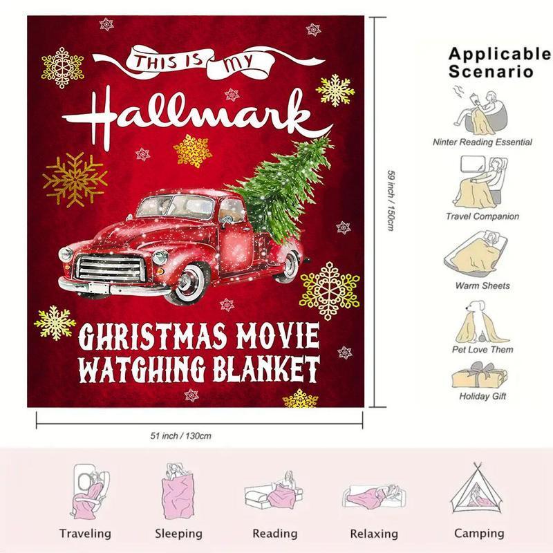 Christmas Car Pattern Blanket, 1 Count SoftComfortable Throw Blanket, Warm NappingBlanket for Home Office Travel CampingDormitory