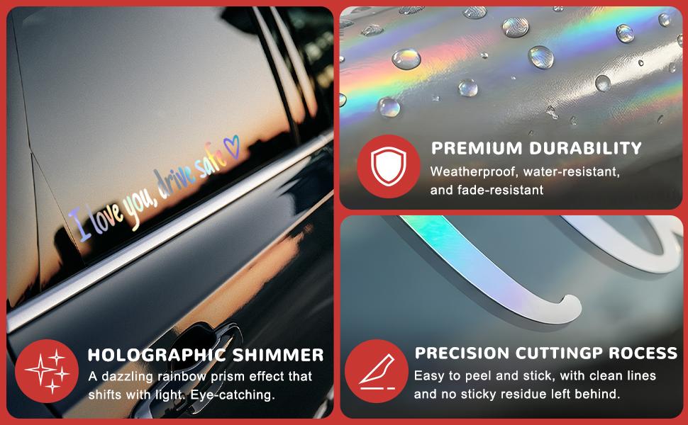 3 PCS I Love You Drive Safe Sticker, Funny Waterproof Car Rearview Mirror Decal with Heart, Self Affirmations Sticker with Drive Safe Letters for Car Window Bumper Women Gift (Black)
