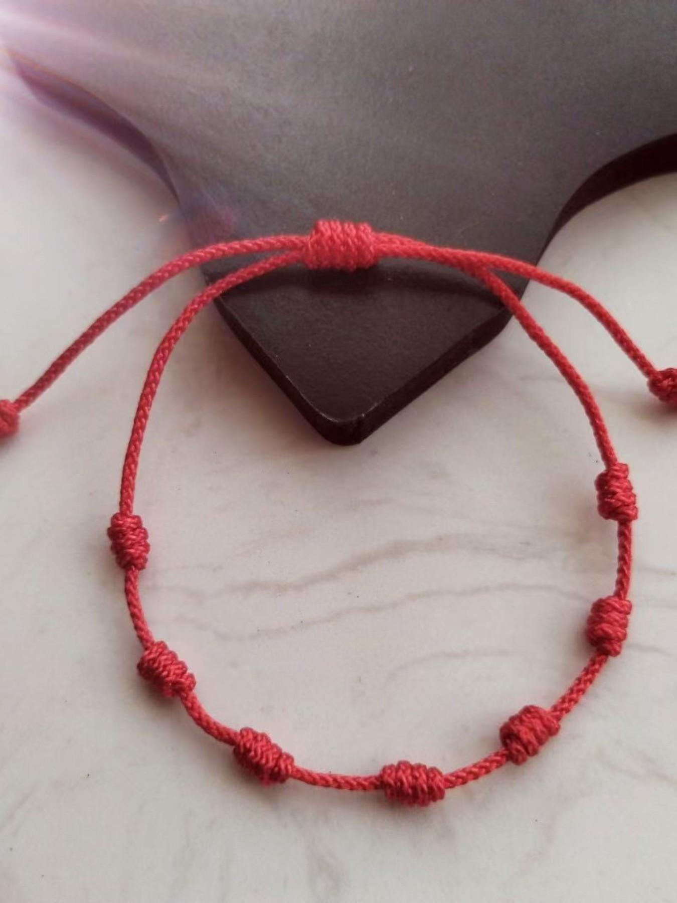 3 Pieces String Handmade Bracelets, Adjustable Kabbalah Knot Bracelet, Protective Amulet for Evil Eye and Good Luck