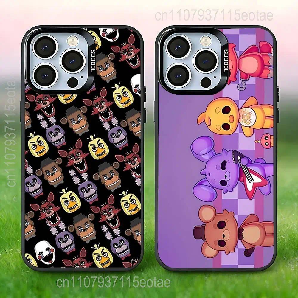 FNAF F-Five-Nights at F-Freddys Anti-Fall Black Bumper Phone Case For iPhone 11-17 Pro Max/Plus & Samsung Galaxy S23-S25