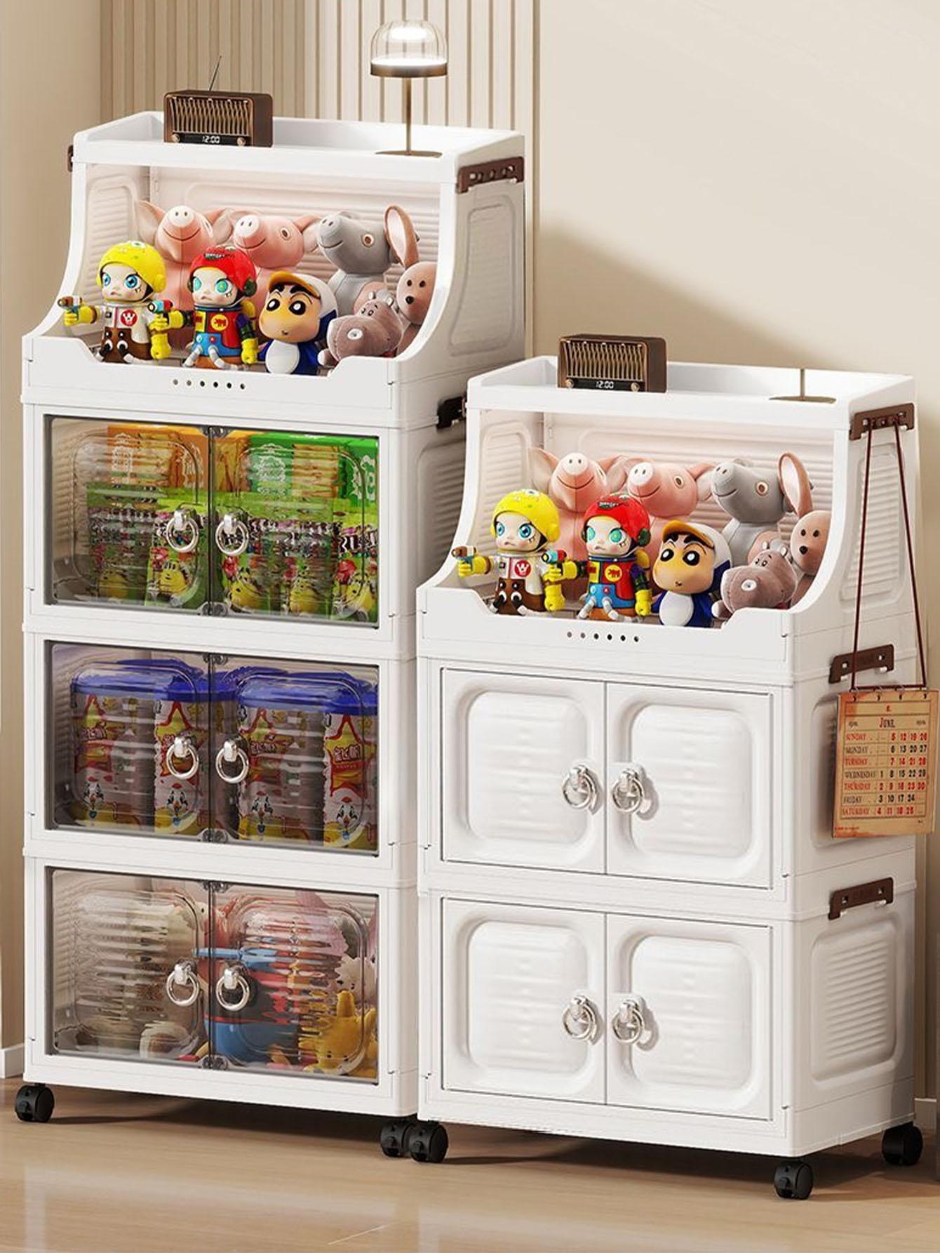 Foldable Storage Cabinet, Multi-Layer Home Bedroom Clothes Organizer, No Installation Living Room Plastic Shelf, Durable & Space-Saving Design, Drawers