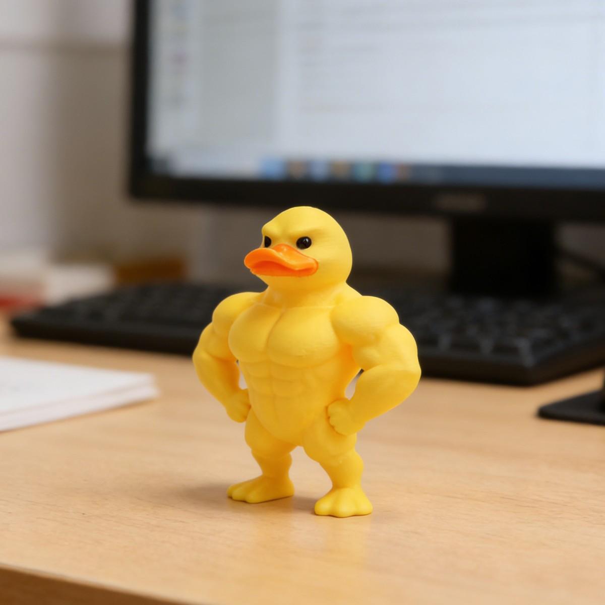Funny Muscle Duck Statue, Fitness Duck Decor, Clear Arm & Leg Design, No Power Needed, Home Office Gym Gift, Durable Plastic Collectible