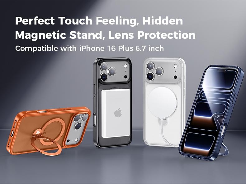 MAGIC JOHN 360 Degree Magnetic Stand Phone Case Invisible Design for iPhone and SamSung