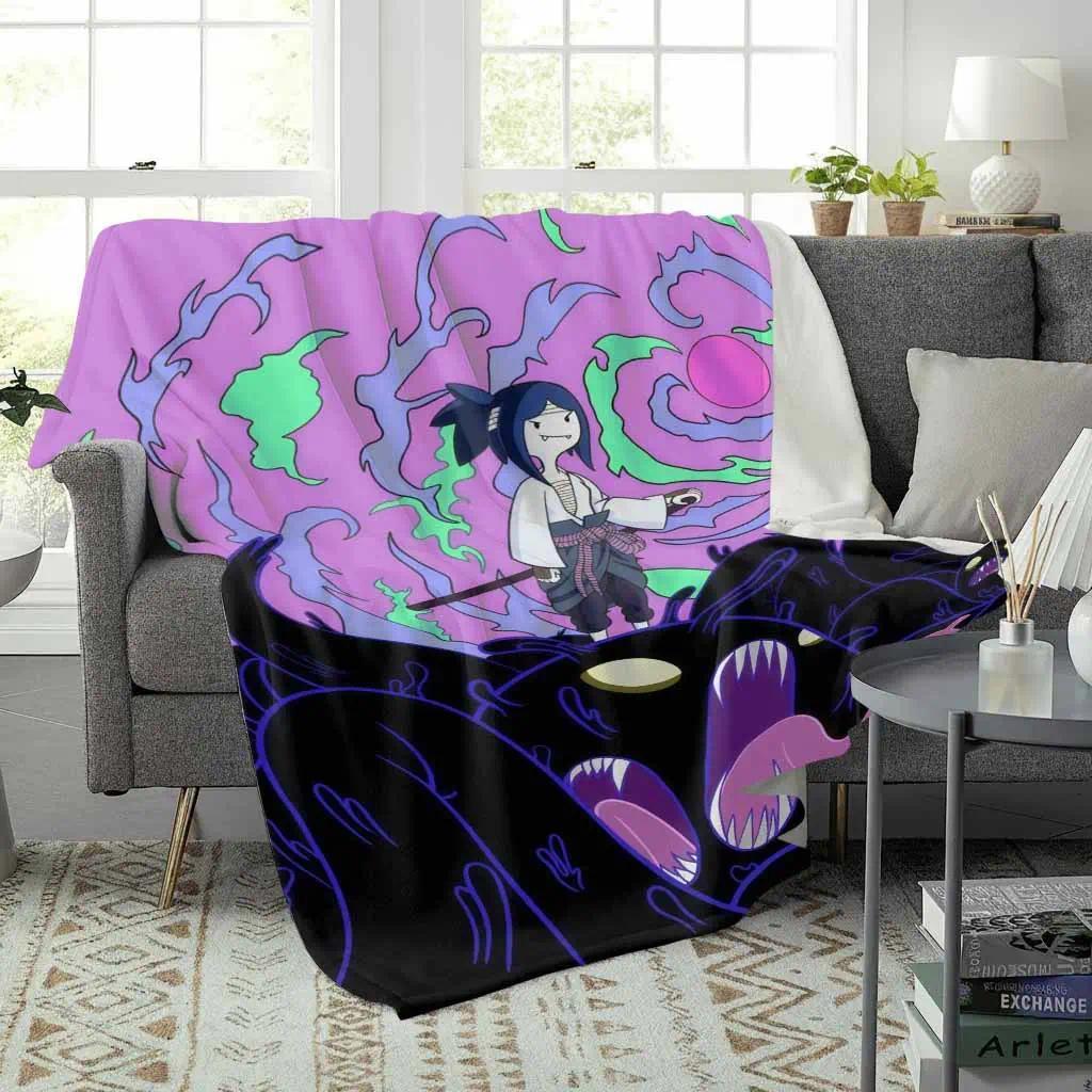 Adventure Time Sasuke Flannel Blanket Dark Fantasy Demon Art Print Soft Cozy Warm Lightweight Decorative Throw Blanket for Bedroom Living Room Sofa Couch Office Home Decor Gift Birthday Christmas Anime Fans