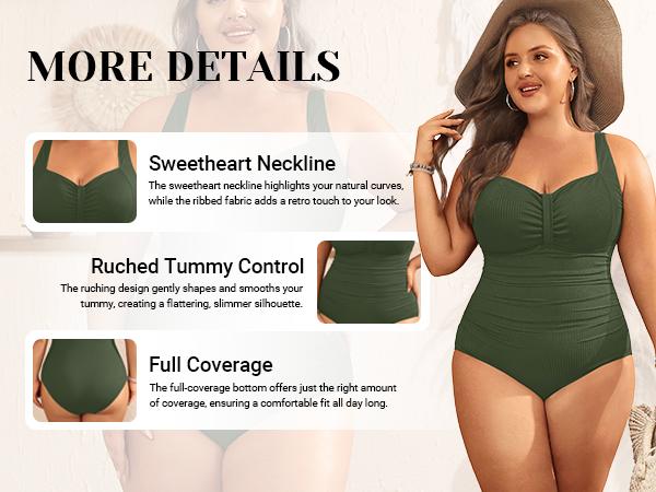 Aqua Eve Plus Size One Piece Swimsuit for Women Tummhy Control Bathingsuit Plus Size Swimwear