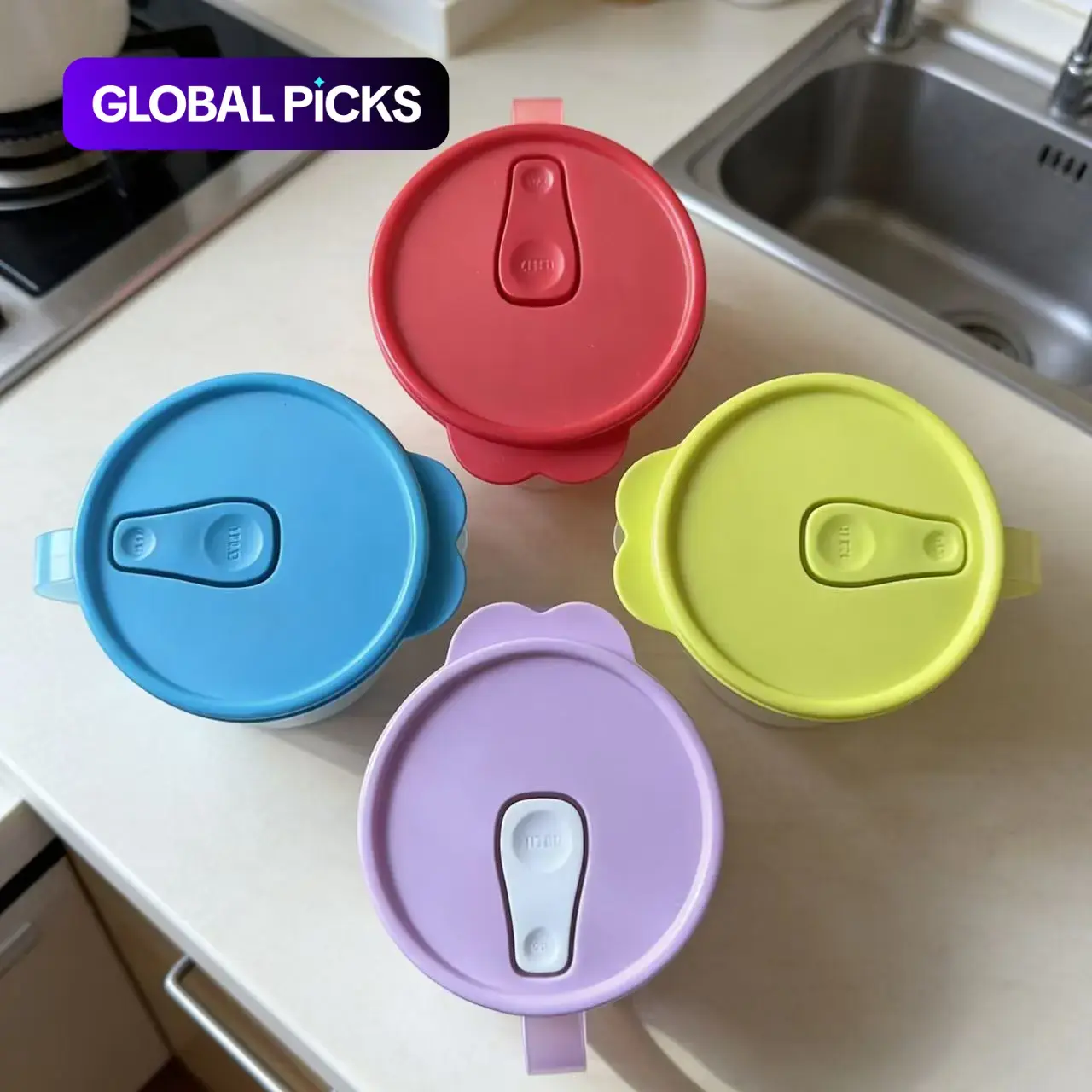 4-Piece Microwave Safe Serving Bowls with Handles, Bowl Set, Meal Prep Bowls, Food Storage Containers, Lunch Box Preservation Boxes, Breathable Valve, Kitchen Accessories