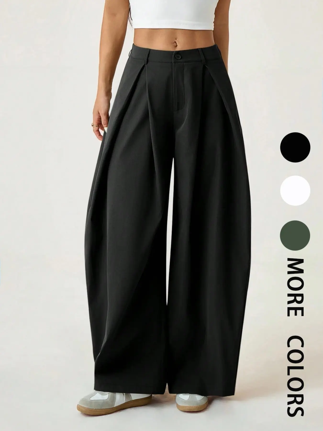 Women's Vintage Casual Street Style Loose Fit Pants, Elastic Waist Wide Leg Trousers, Retro Bottoms for Daily Wear
