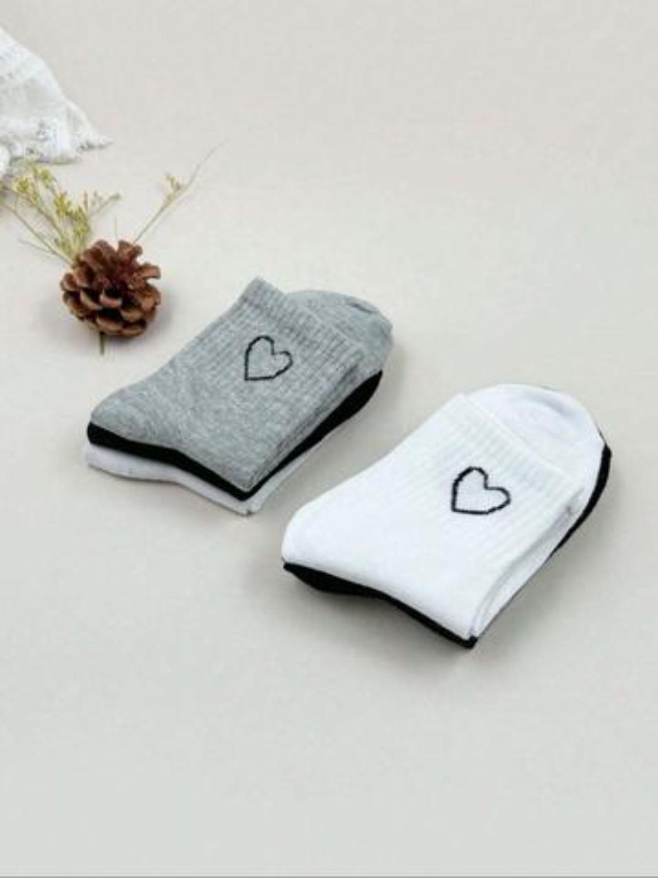 6 Pairs Heart Pattern Ankle Socks All Season Socks for Girls and Teens, Breathable Moisture-Wicking, Casual Sports Style, Suitable for Sneakers and Leisure Shoes