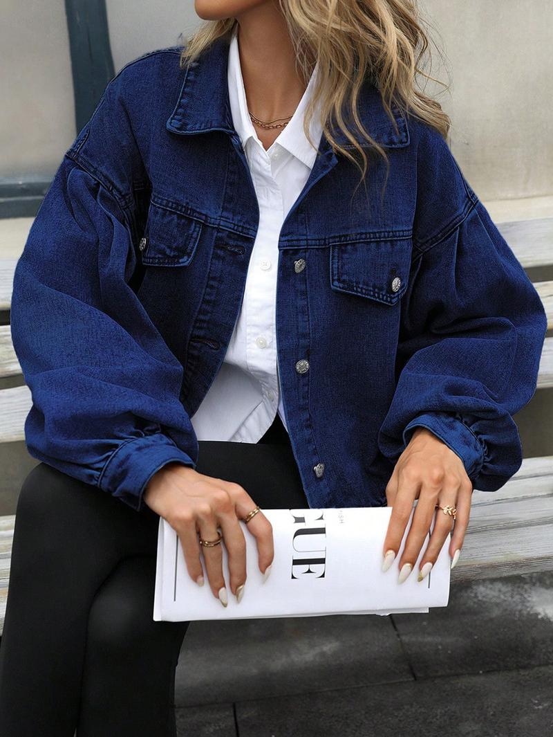 Women's Distressed Denim Jacket, Fashion Casual Long Sleeve Button Up Outerwear for Daily Wear, Ladies Clothes for All Seasons