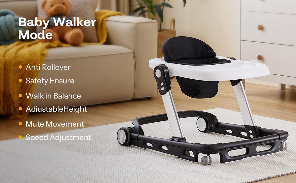 HARPPA Paddlo Lite | Adjustable Infant Toddler Baby Walker, andador Foldable Baby Walker with Wheels & Dining Plate, For 6-18 Months Babies, Baby Items Essential