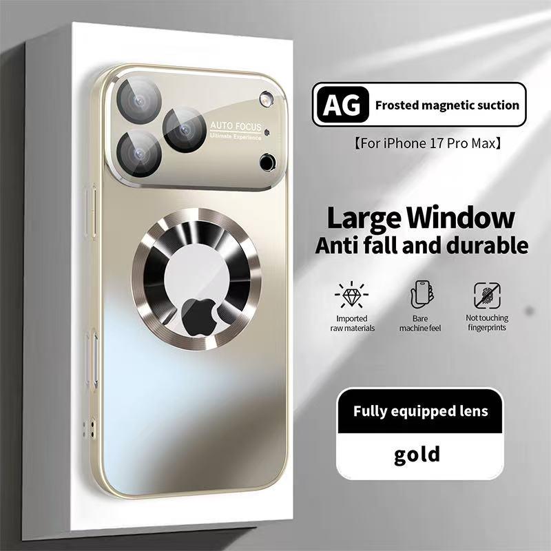 New large window instant 17 magnetic matte iPhone case - shockproof glass camera lens protection, with magnetic wireless charging function - suitable for iPhone 17 16 15 14 13 12 11 Pro Max Plus men's and women's protective cases Accessories Cover