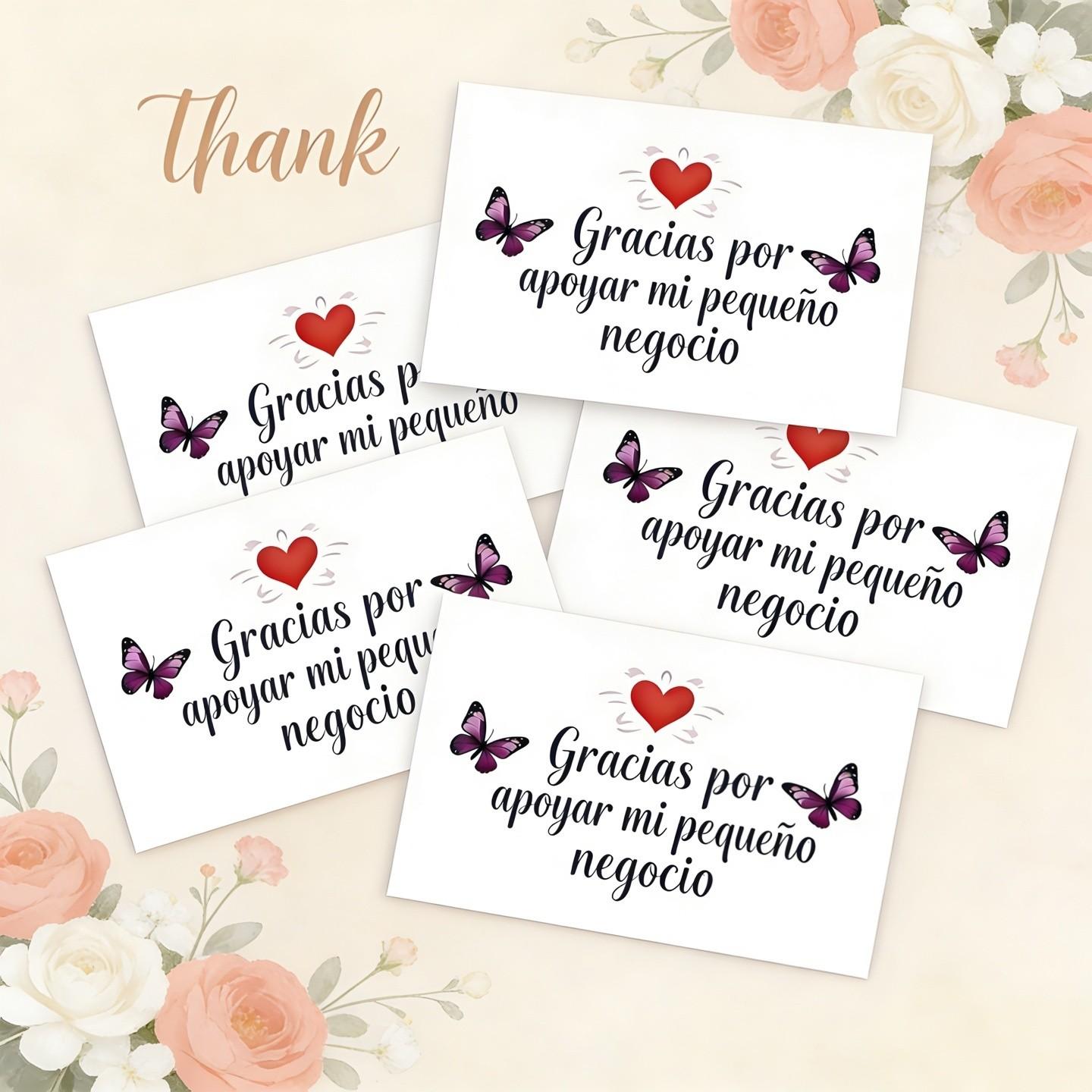 50 Spanish Thank You Cards, Heart Design, Cute Colors, Thick Paper Tags, Perfect for Gift Boxes, Business Thanks, Decorations