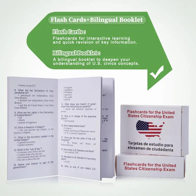 2025 Bilingual US Citizenship Flash Cards Kit - English/Spanish - 100 USCIS Civics Q&A & Study Guide for Naturalization Test Prep - Illustrated Cards - Perfect Father's Day & Boyfriend Gift Flashcards