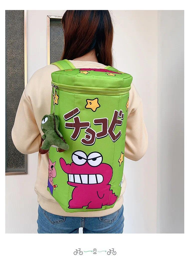 Crayon Shin-Chan Same Style Cute Backpack Crocodile Biscuit Backpack Top Zipper Badminton Racket Bag Portable Large Capacity Bag