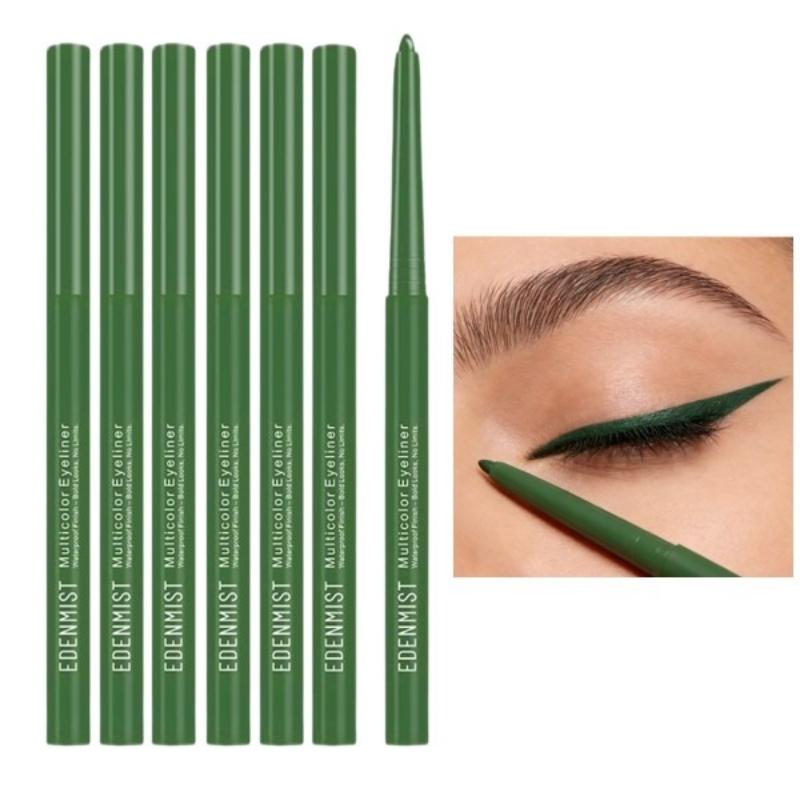6Pcs Waterproof & Sweat-Proof Green Eyeliner Pencil - Long-Lasting, Smudge-Proof for Bold Eye Makeup, Easy Glide Formula for Perfect Wings - Green, Waterproof Eyeliner, Winged Eyeliner, Sleek Design, Smudgeproof Makeup Applicable for Saint Patrick's Day
