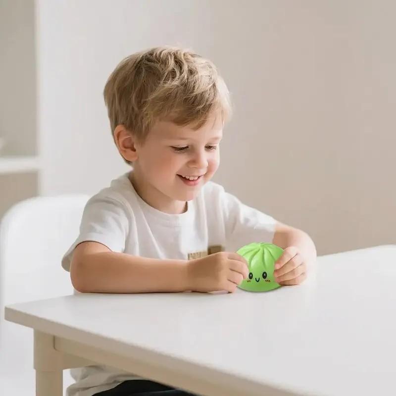 Bestseller Flashing Dumpling Stress Relief Toy, 3.15 Inch Soft Dumpling Shape, Spring Fashion, Adult Stress Relief Dough, Includes Steamer