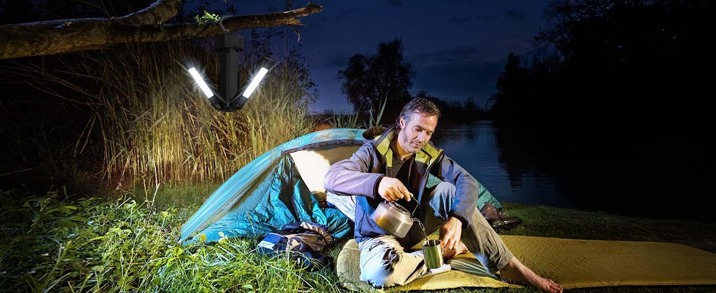 CuLiDing Rechargeable Camping Light with Stand, 67" Tall Portable Cordless, Multiple adjustable lumens, 4000K/6500K Dimmable with Detachable Tripod