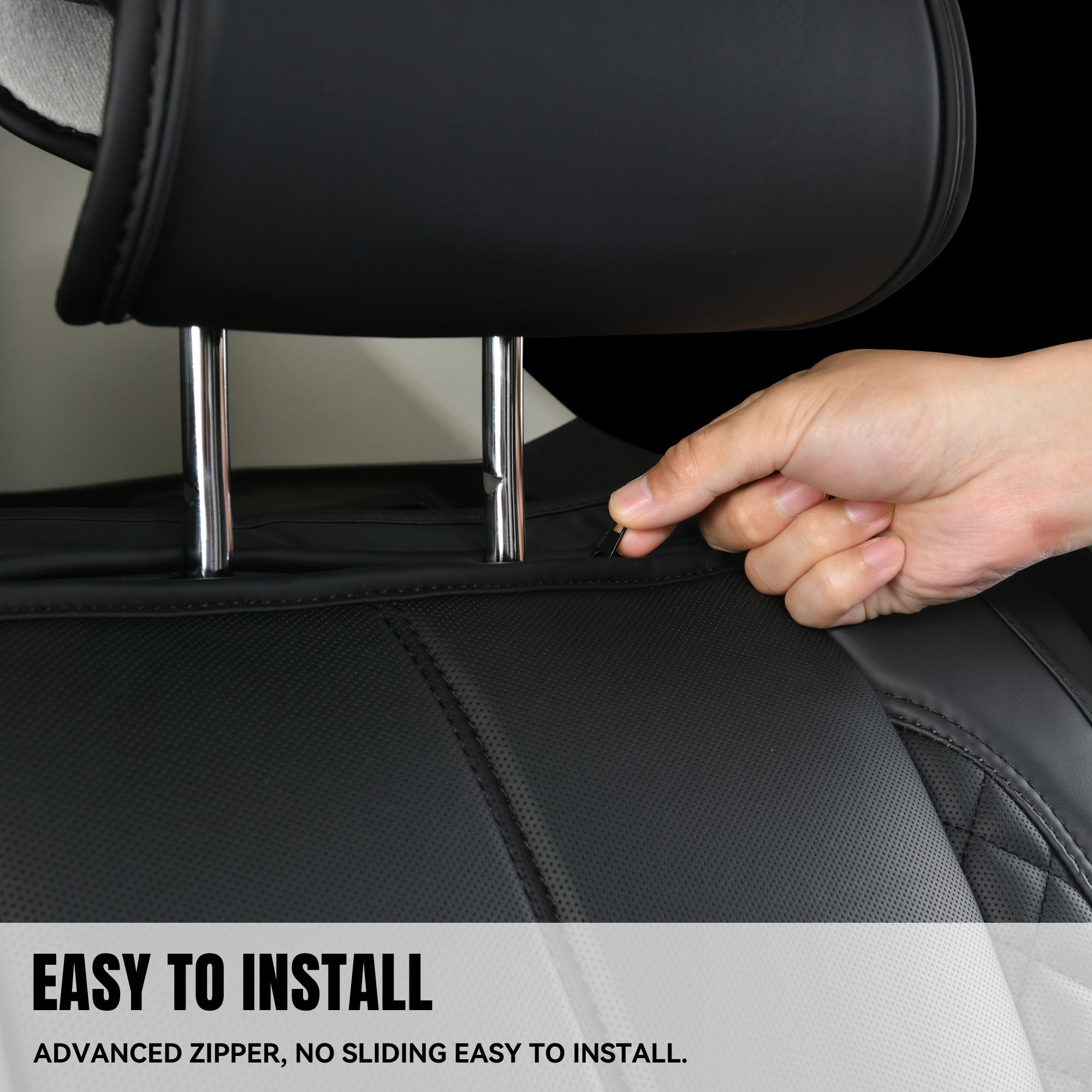 CAR PASS Nappa PU Leather Car Seat Cushions Full Set Waterproof Protector Durable Cushioned,Fit for Sedan SUV Pick-up Truck,Automotive, Anti-Slip Car Seat Covers