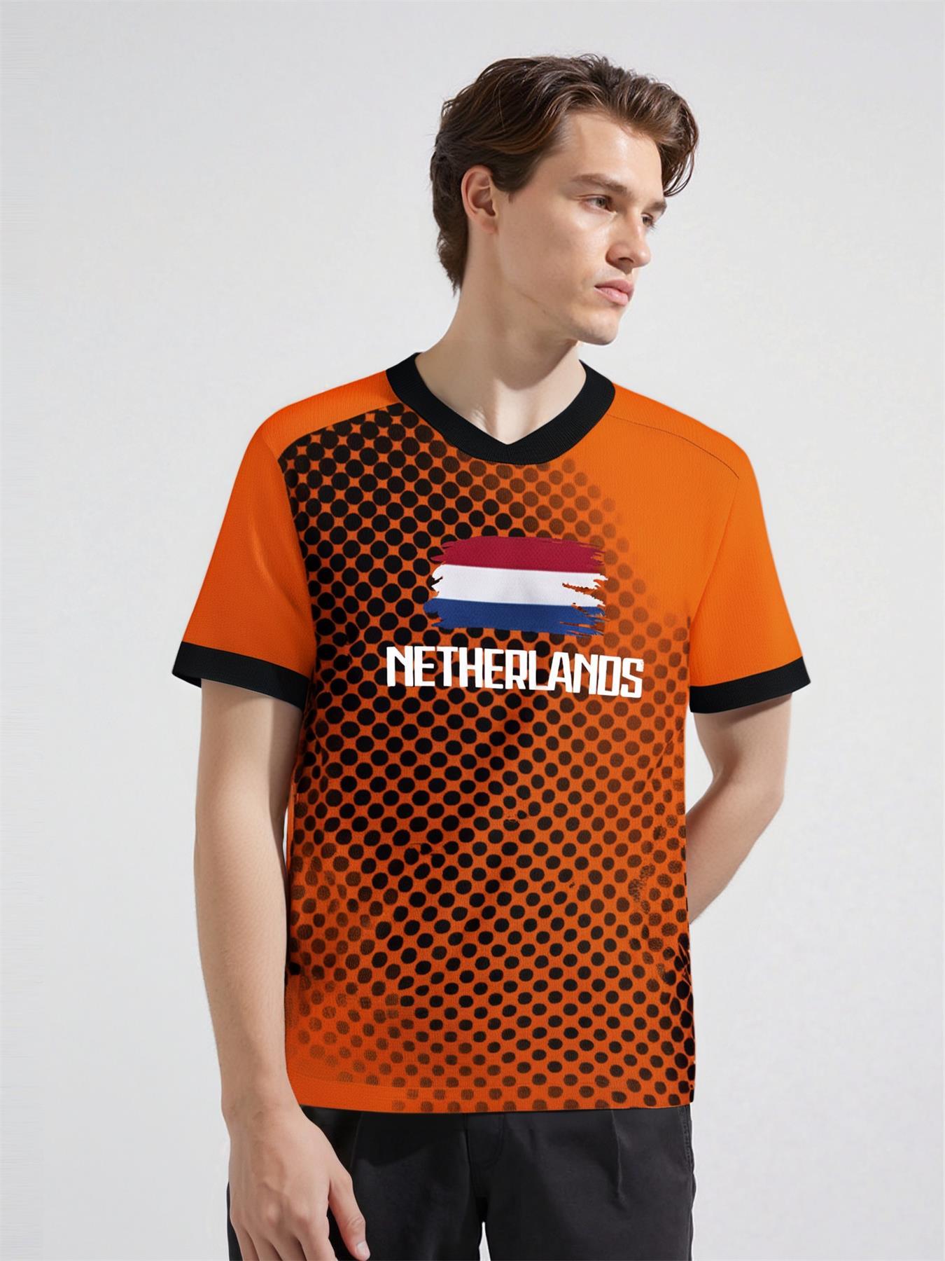 Netherlands Football Jersey Men's Breathable Soccer Shirt Netherlands National Team Fan Training Uniform