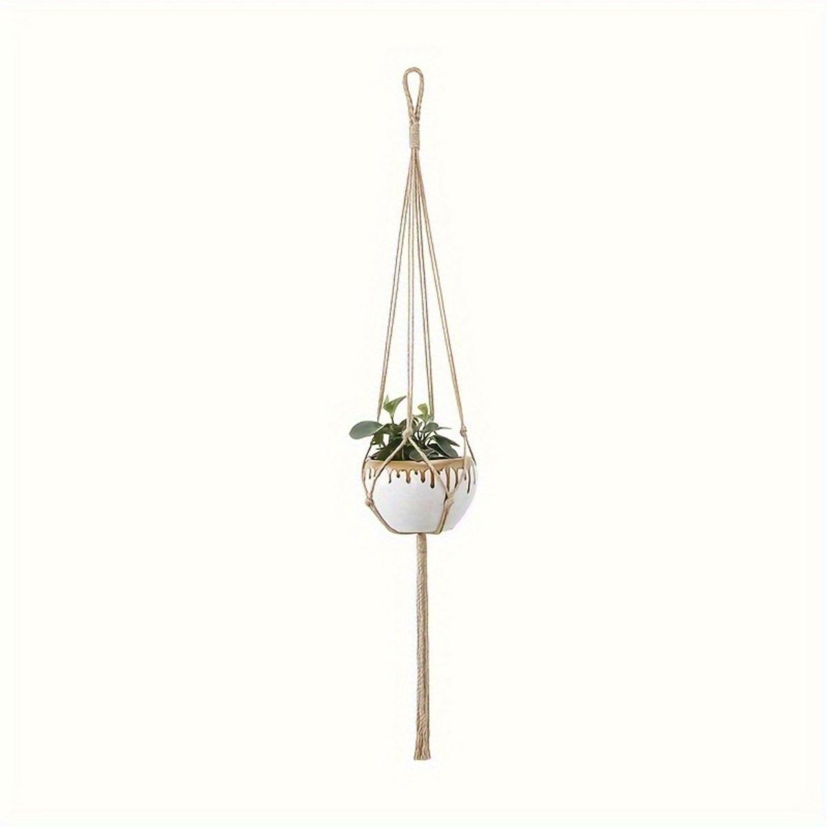 Boho Style 4-Pack Macrame Plant Hangers Set – Polyester Indoor Hanging Planter Holders with Versatile Lengths for Home & Garden Decor – No Feathers, Electricity-Free
