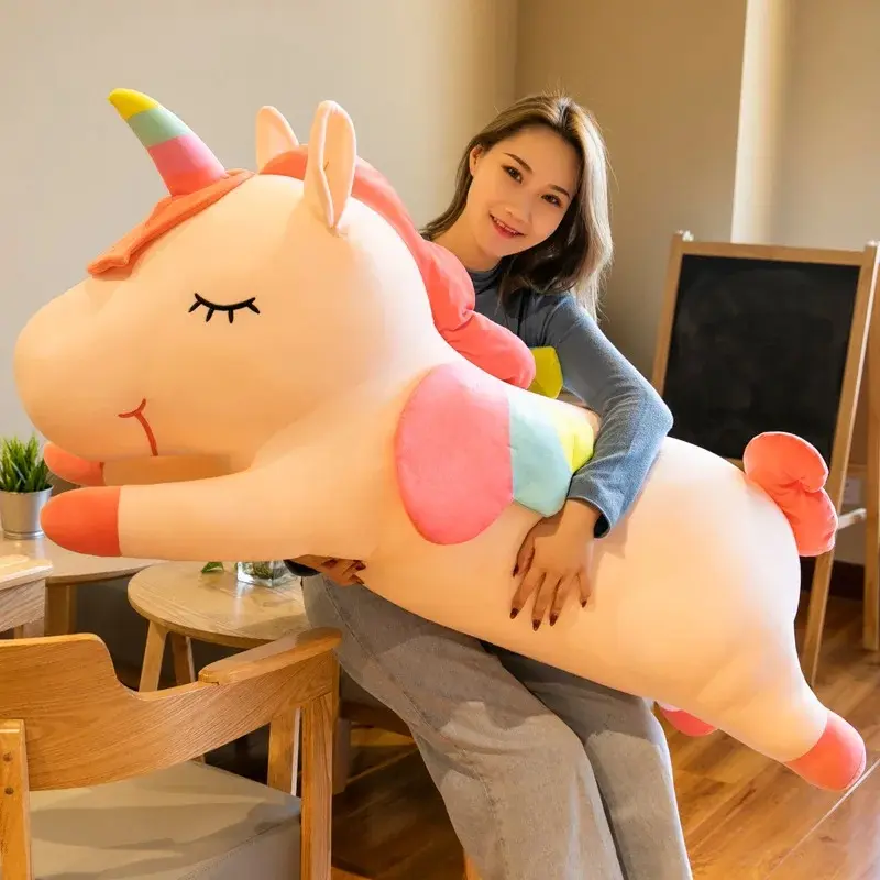 Cute Pony Plush Toy Rainbow Angel Unicorn Girl Heart Plush Doll Simulation Pony Stuffed Pillow Girlfriend Birthday Gift,panda,stitch,collectible,Brown,Owl,Squishmallow with Cap,Animated,Grinch,Standing Plush