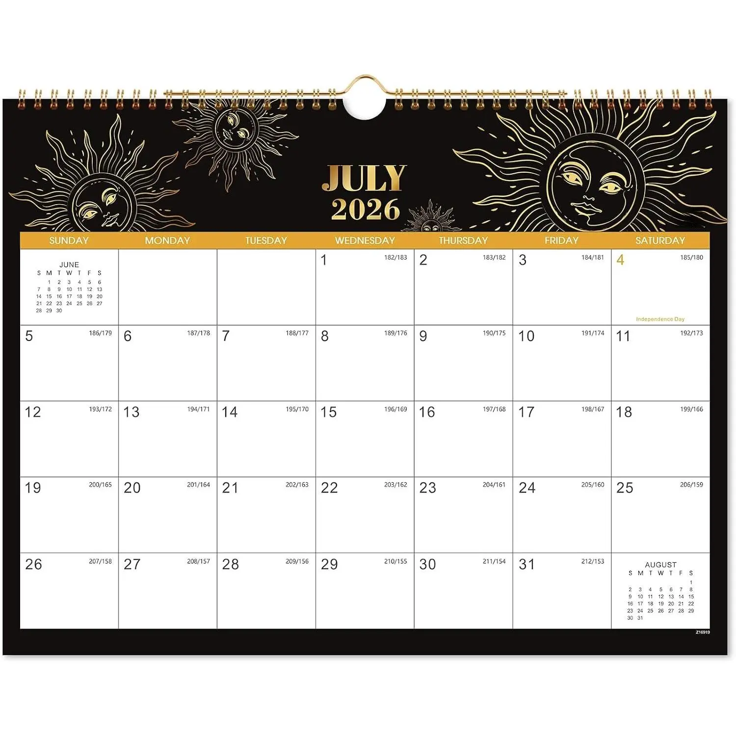 Calendar 2026-2027, 15" x 11.5", Jul 2026 - Dec 2027, 2026-2027 Calendar | 18 Monthly Calendar, 2026-2027 Wall Calendar with -wire Binding, Thick Paper,  Hook - The Sun