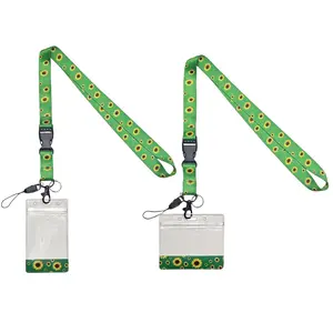 1 set of sunflower lanyard card holder, invisible disability sunflower lanyard and ID card holder, with a complimentary horizontal/vertical PVC ID card holder, detachable safety buckle, for school, company, exhibition , keys, key ring, ID card sleeve