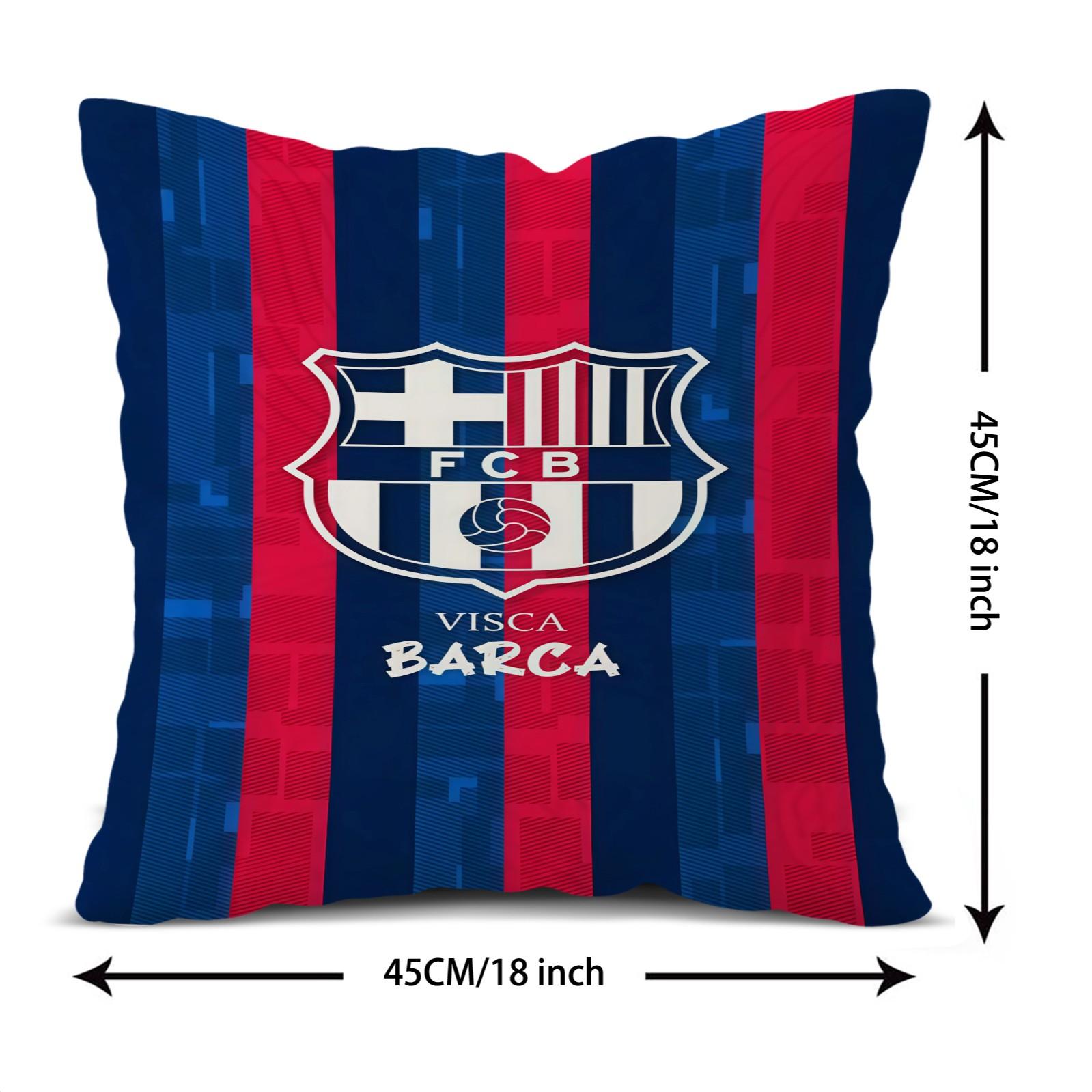 18x18 Inch Soccer Club Throw Pillow, Red Blue Striped Sport Team Decorative Cushion, Football Fan Sofa Bed Living Room Decor, Ideal Gift for Soccer Fans Teens Adults Men