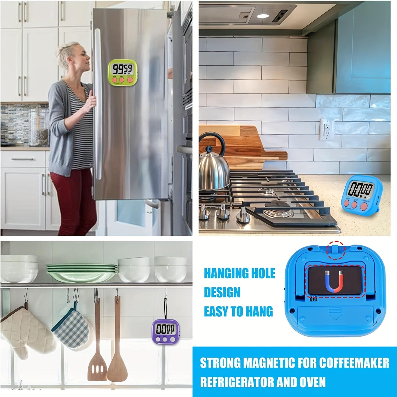 1 piece, multi-function electronic timer, magnetic digital timer, Stainless steel timer, large LCD display, bell/mute switch countdown timer, widely used in breaks, cooking, gyms, timer gifts, apartment essentials, kitchen accessories