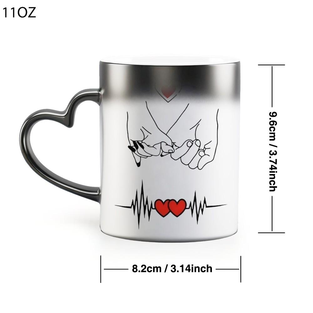 1pc Magical Color Changing Mug with Red Hearts Design - Heart-Shaped Handle, Romantic Mug for Couple's Anniversary and Valentine's Day, 11oz/325ml