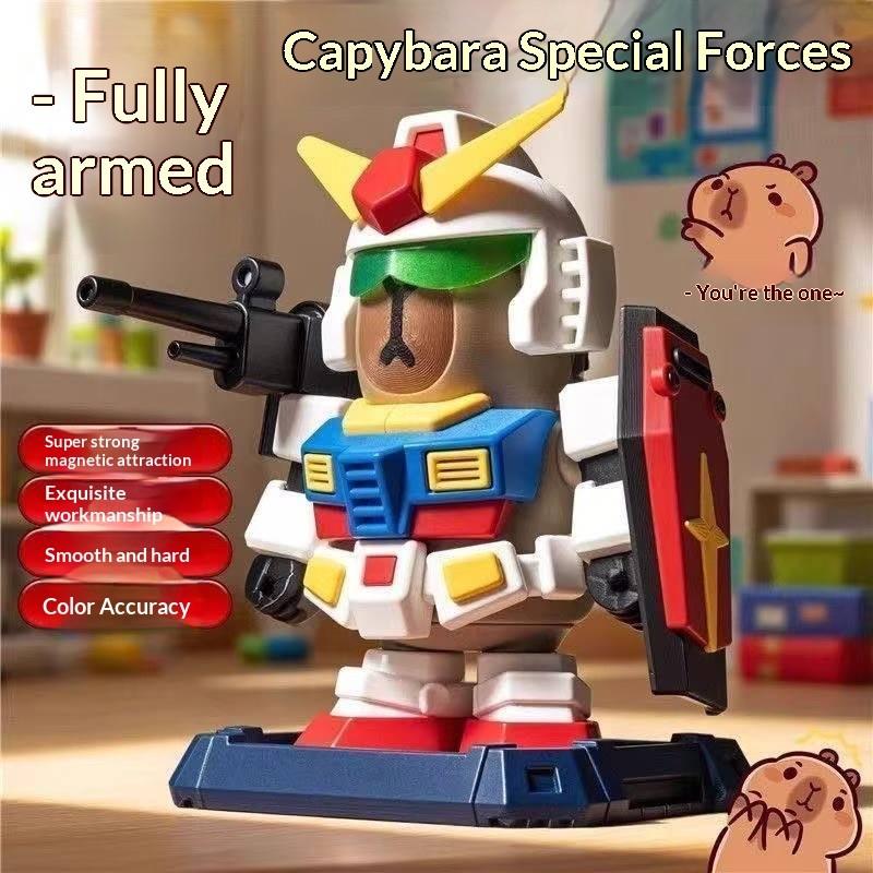 Gundam Magnetic Toy, New Edition Handmade Figure, Capybara Gundam Statue, Collectible Model, Perfect Gift for Fans